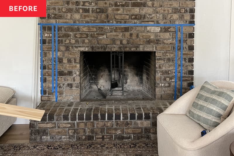 Brick Fireplace Wrapping Paper: Cheap & Chic Makeover